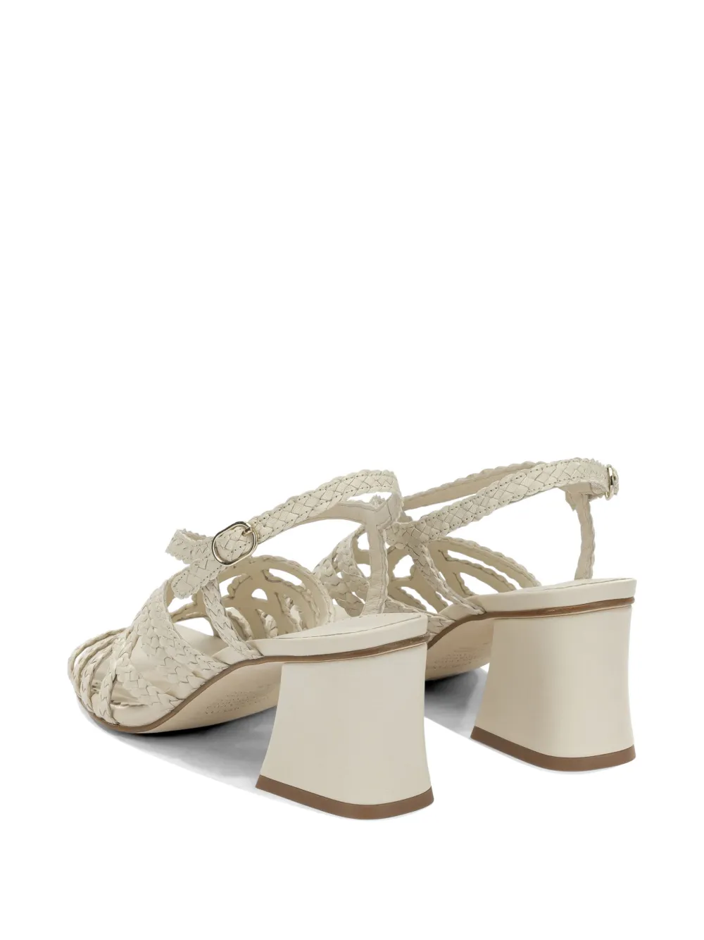 PONS QUINTANA braided leather heeled sandals Wit