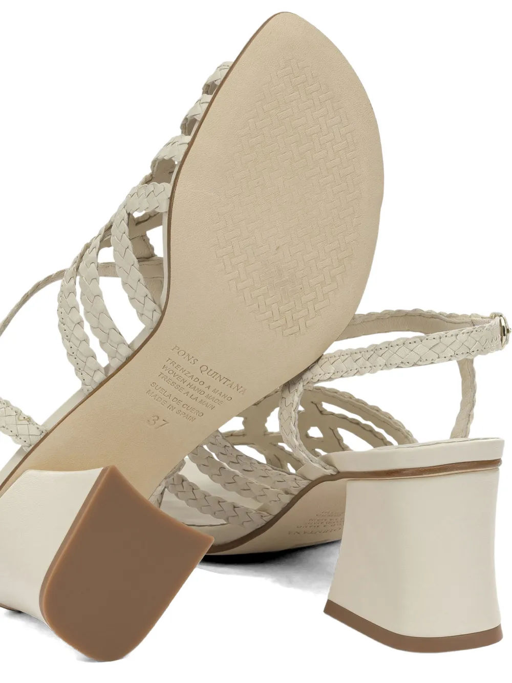 PONS QUINTANA braided leather heeled sandals Wit