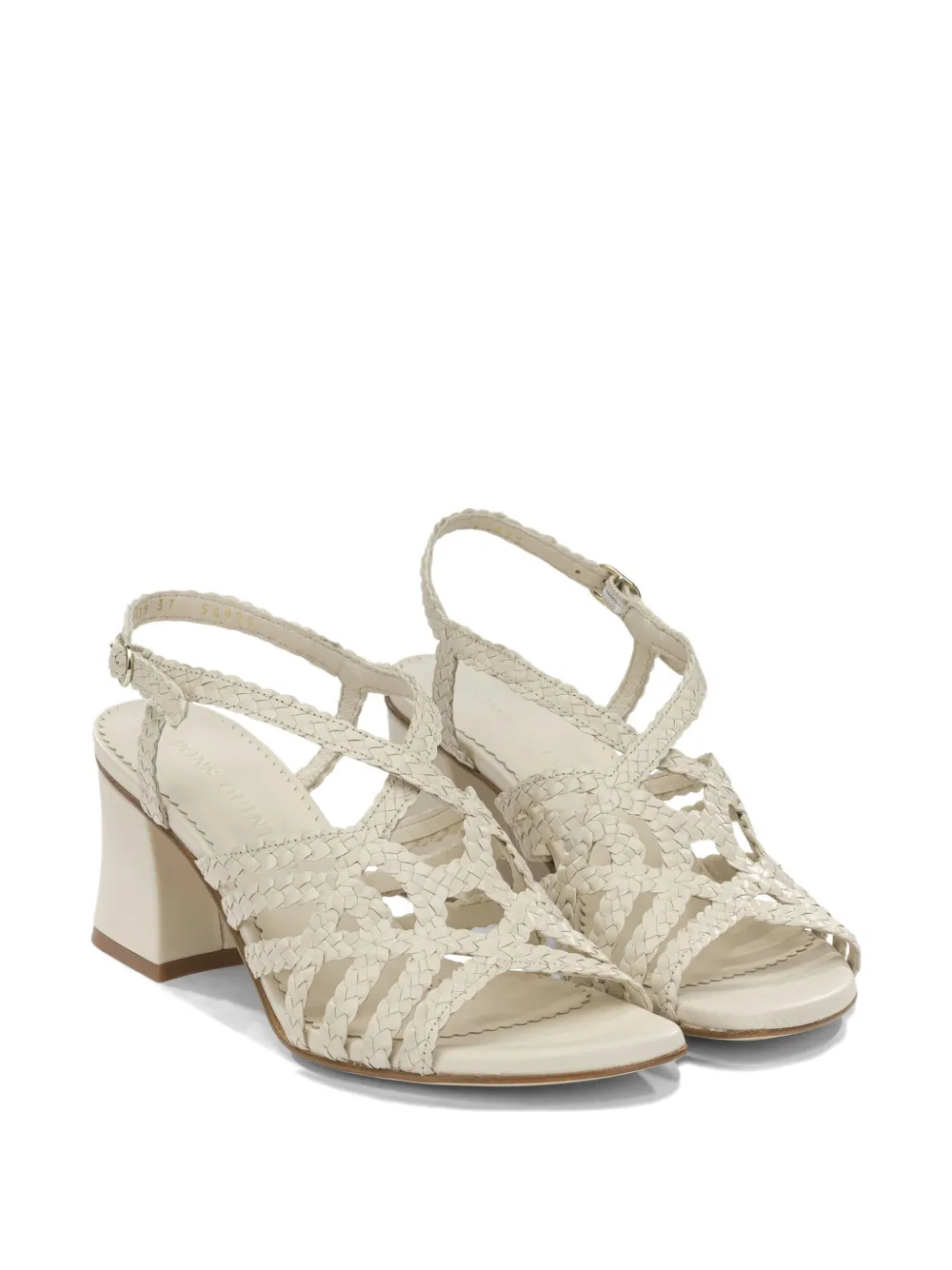 PONS QUINTANA braided leather heeled sandals Wit
