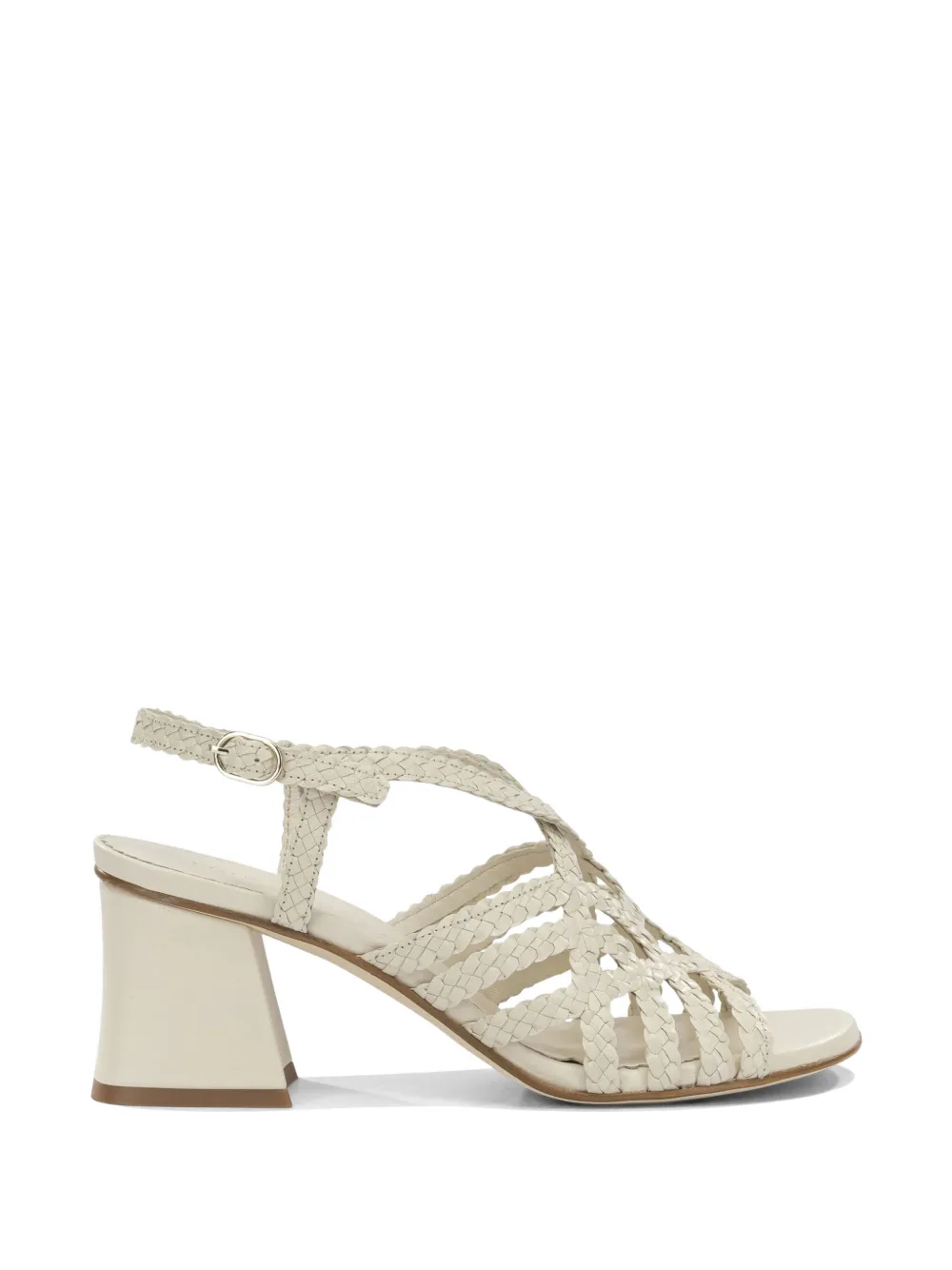 PONS QUINTANA braided leather heeled sandals Wit