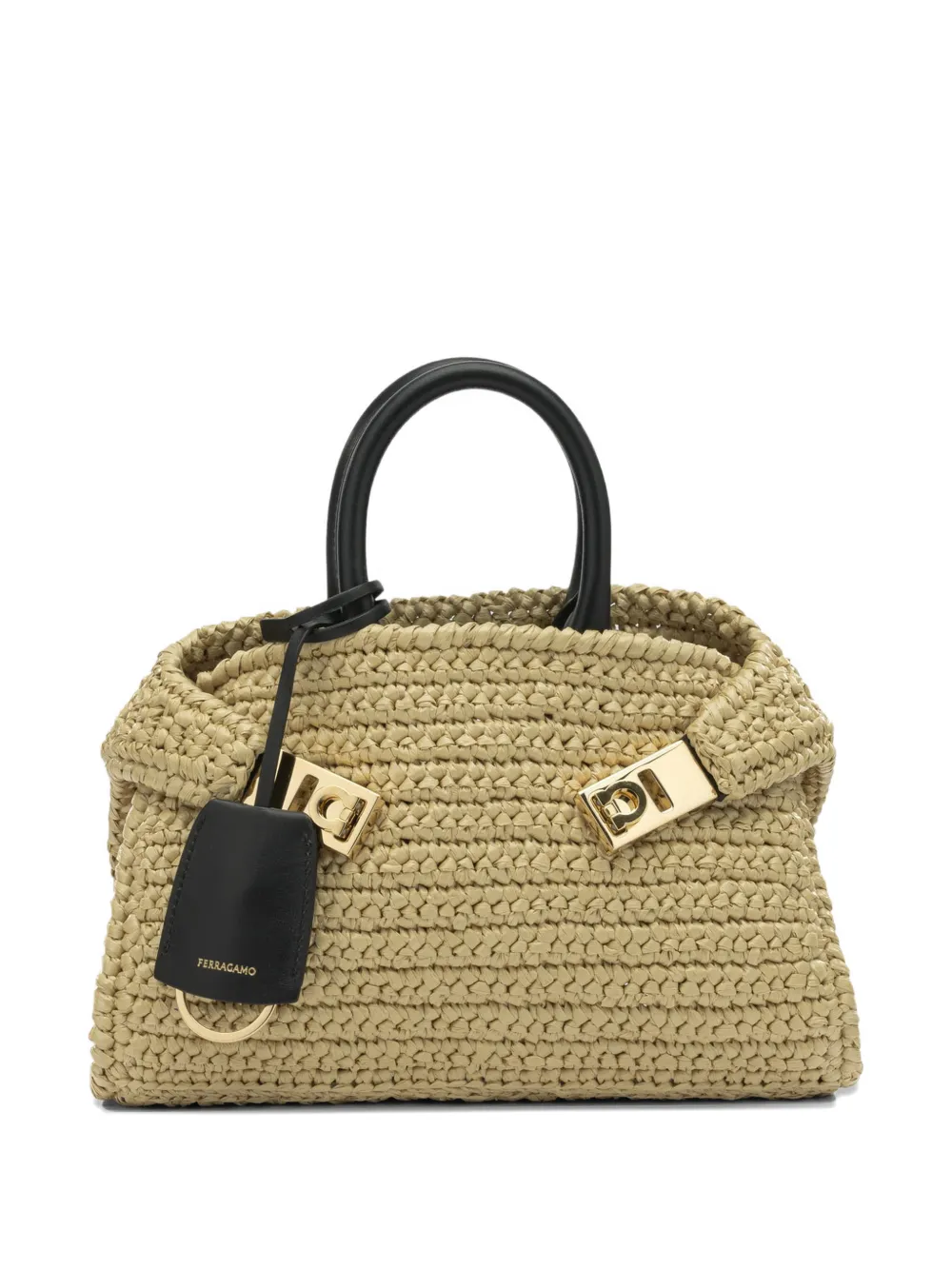Ferragamo mini Hug woven tote bag - Nude