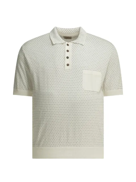 RAKKI micro-patterned chest-pocket polo shirt