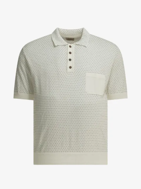 RAKKI micro-patterned chest-pocket polo shirt
