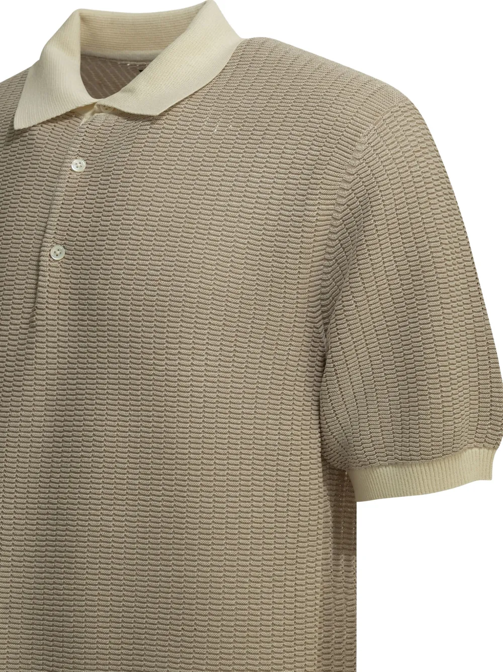 BEAMS PLUS textured-knit short-sleeve Polo Shirt | Neutrals | FARFETCH