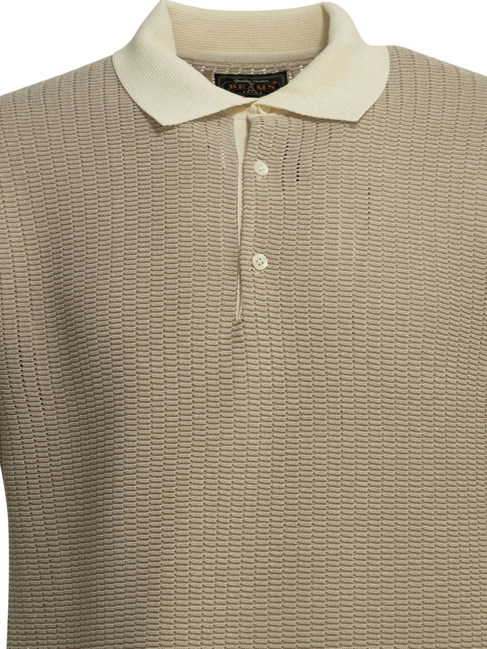 BEAMS PLUS textured-knit short-sleeve Polo Shirt | Neutrals | FARFETCH