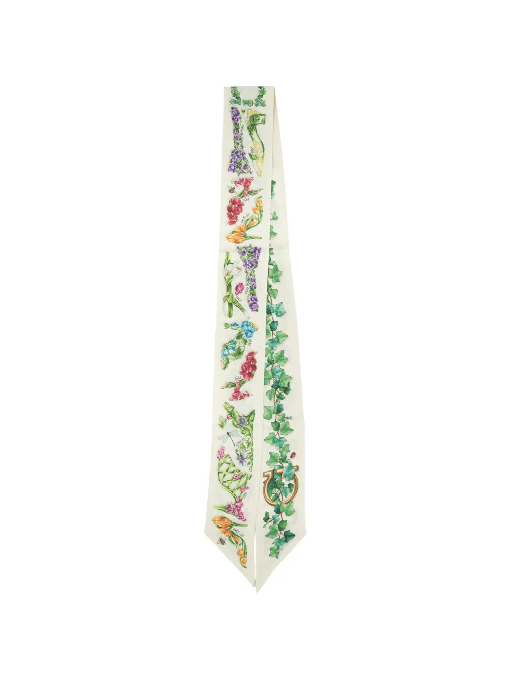 Ferragamo Eden shoes print silk mini neckerchief - Toni neutri