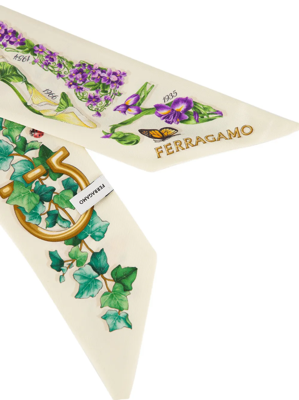 Ferragamo Eden zijden bandeau met print Beige