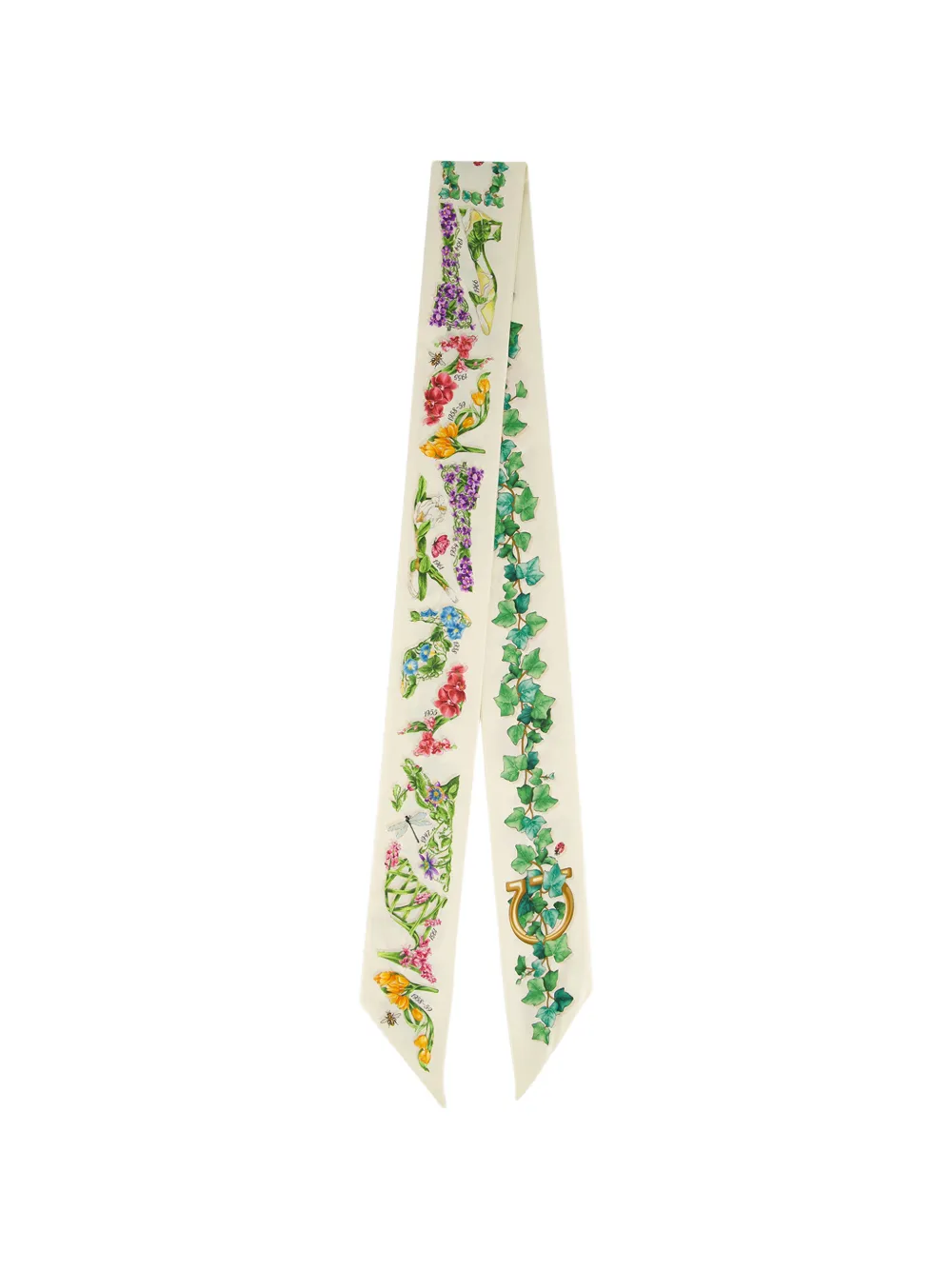 Ferragamo Eden shoes print silk mini neckerchief - Toni neutri