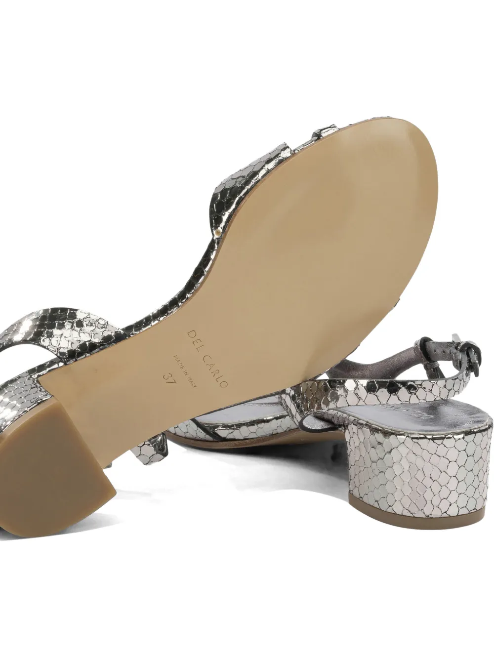 Del Carlo snake-effect leather sandals Zilver