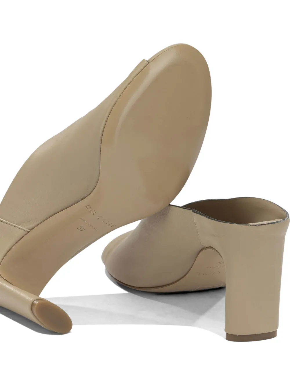 Del Carlo 11725 open-toe leather heeled sandals Beige
