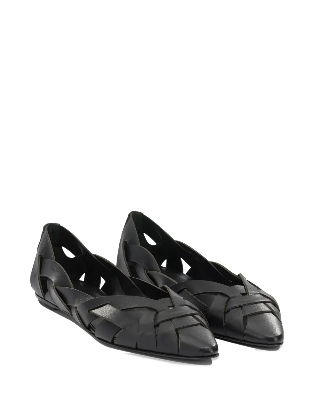 Del Carlo Lisi interwoven pointed-toe ballet flats Zwart