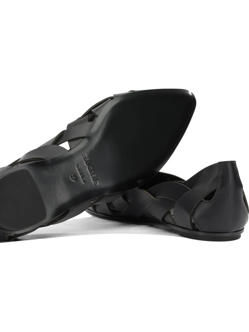Del Carlo Lisi interwoven pointed-toe ballet flats Zwart