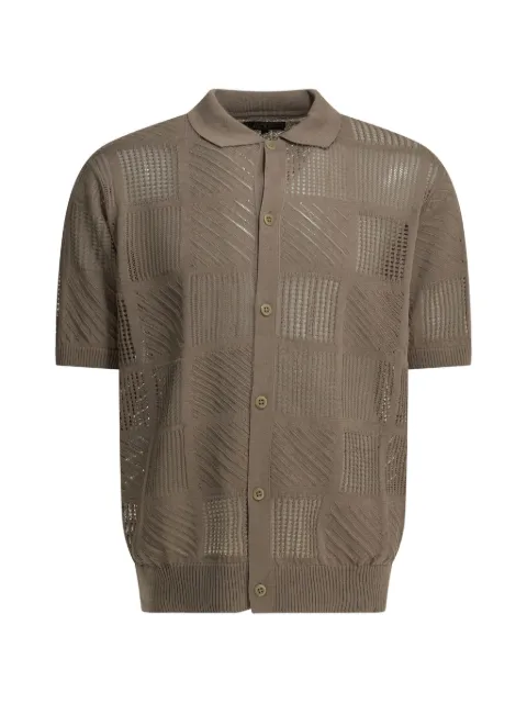 BEAMS PLUS geometric-patterned button-down polo shirt
