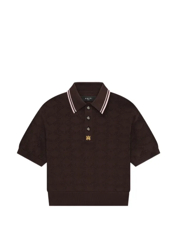Amiri MA Quad Monogram-pattern Polo Shirt in Brown