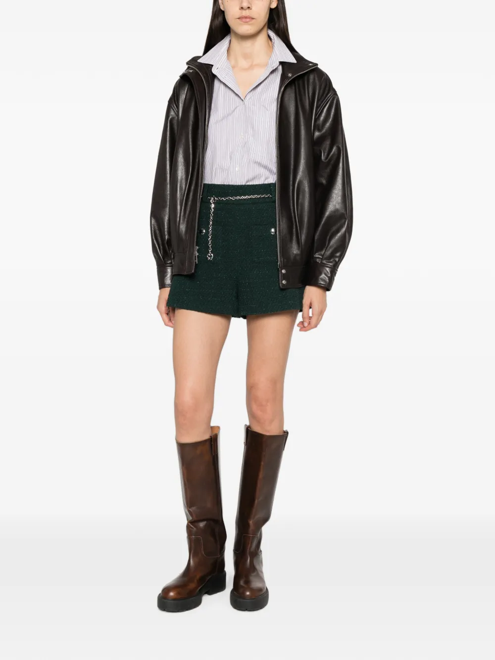 Maje Shorts met kettingriem Groen