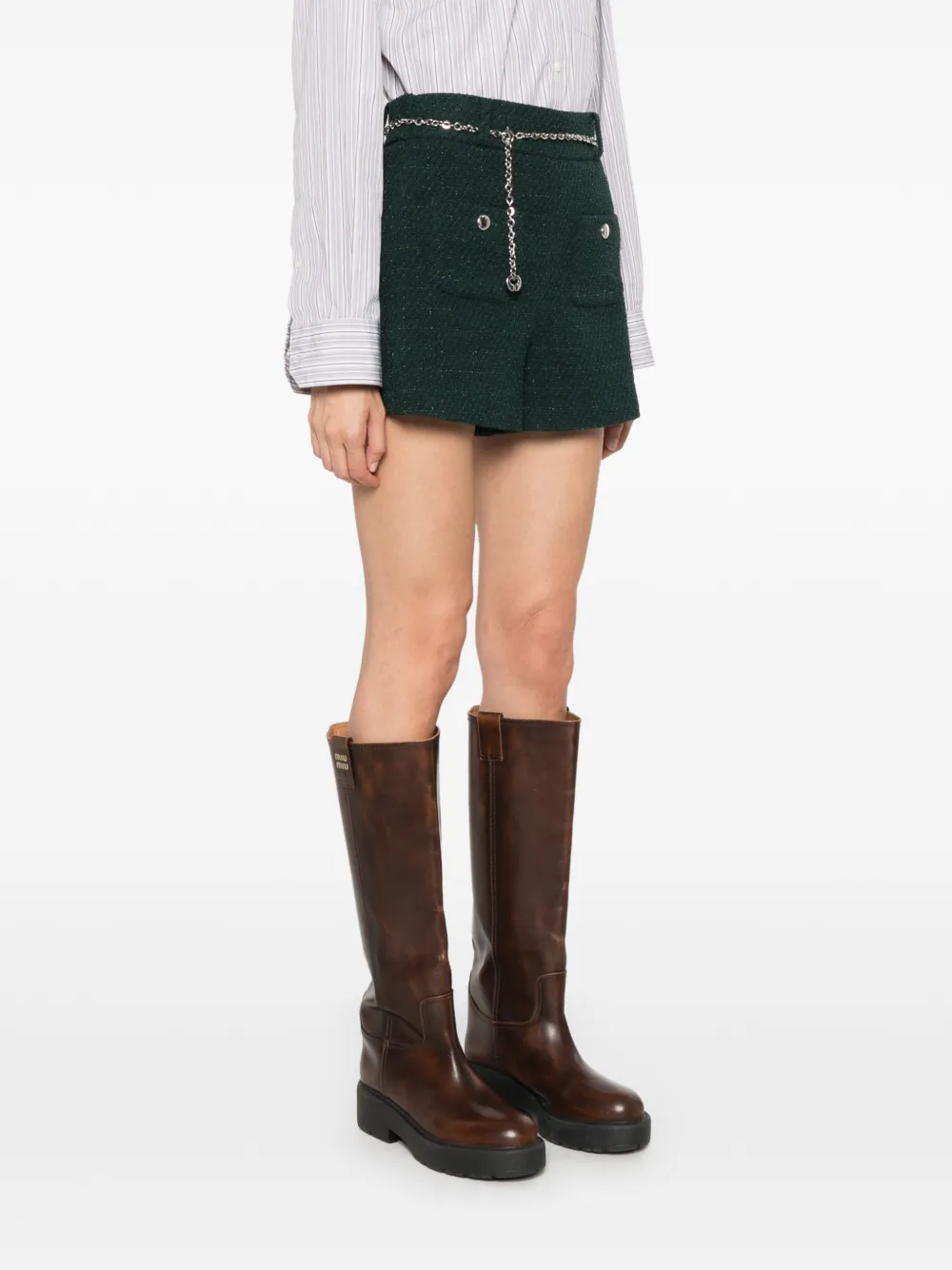 Maje Shorts met kettingriem Groen
