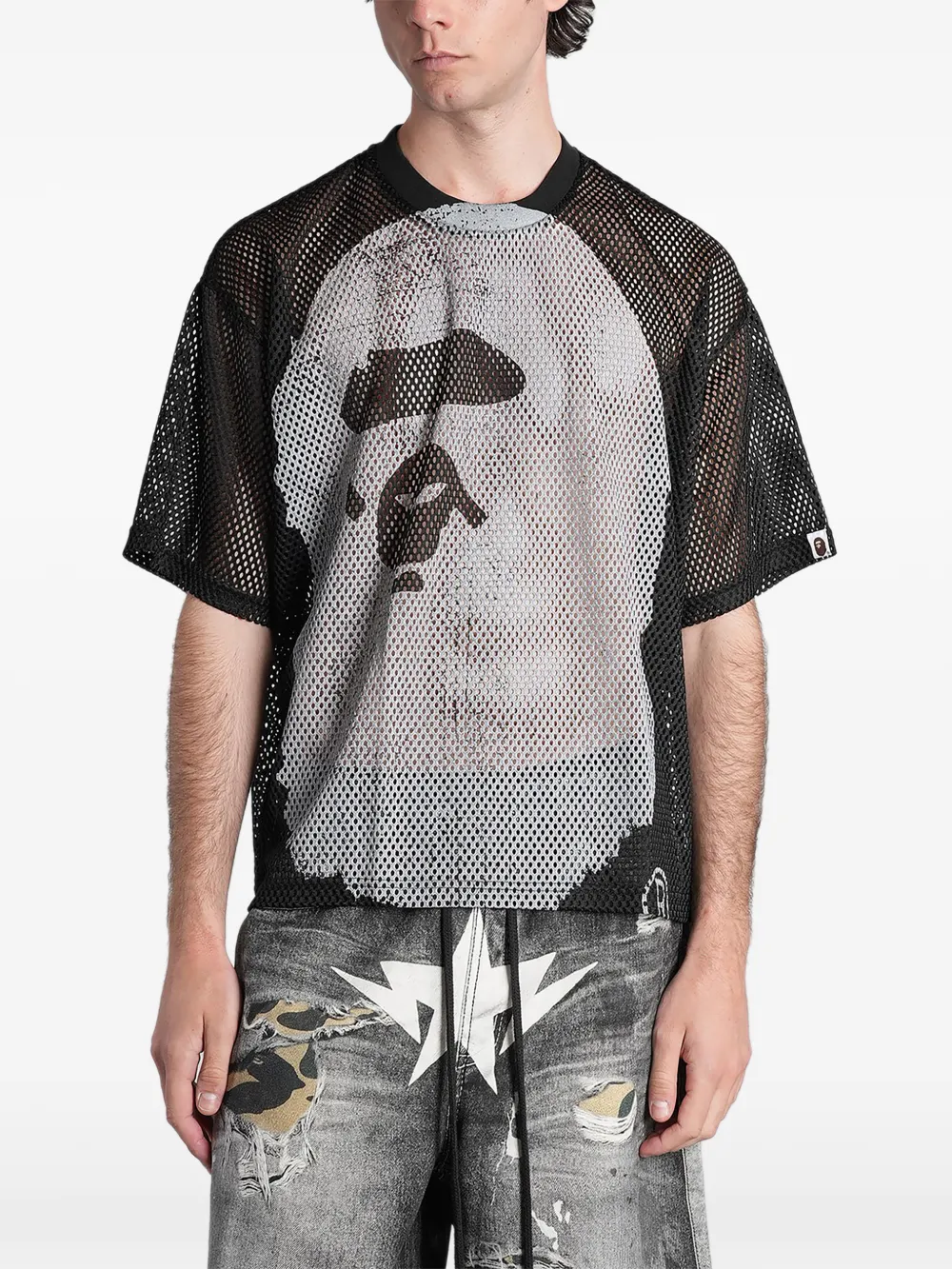 A BATHING APE® Ape Head mesh T-shirt - Nero