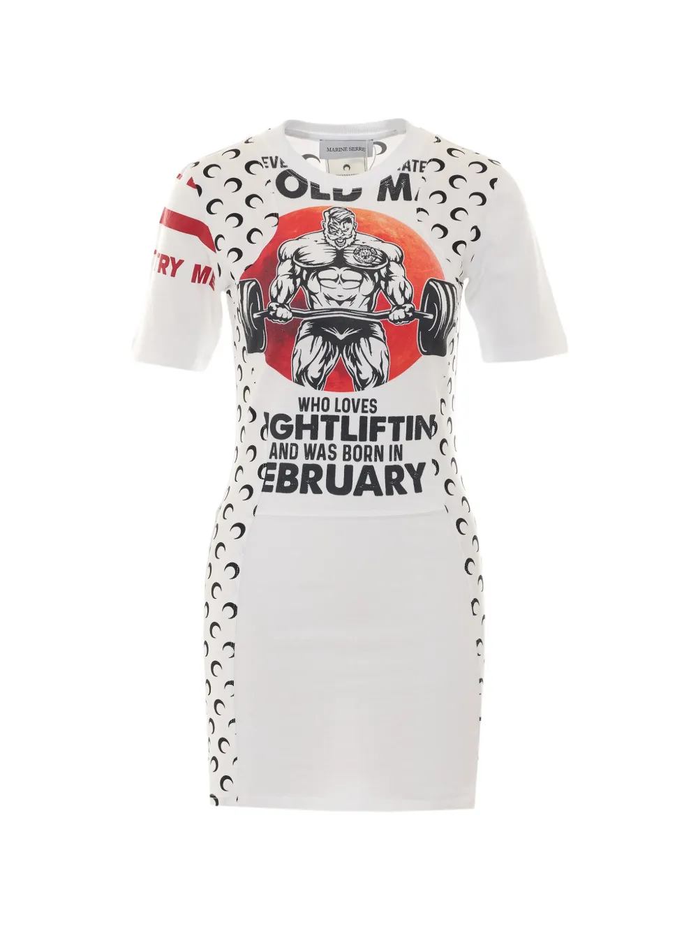 Marine Serre Moon-pattern crew neck mini dress - Bianco