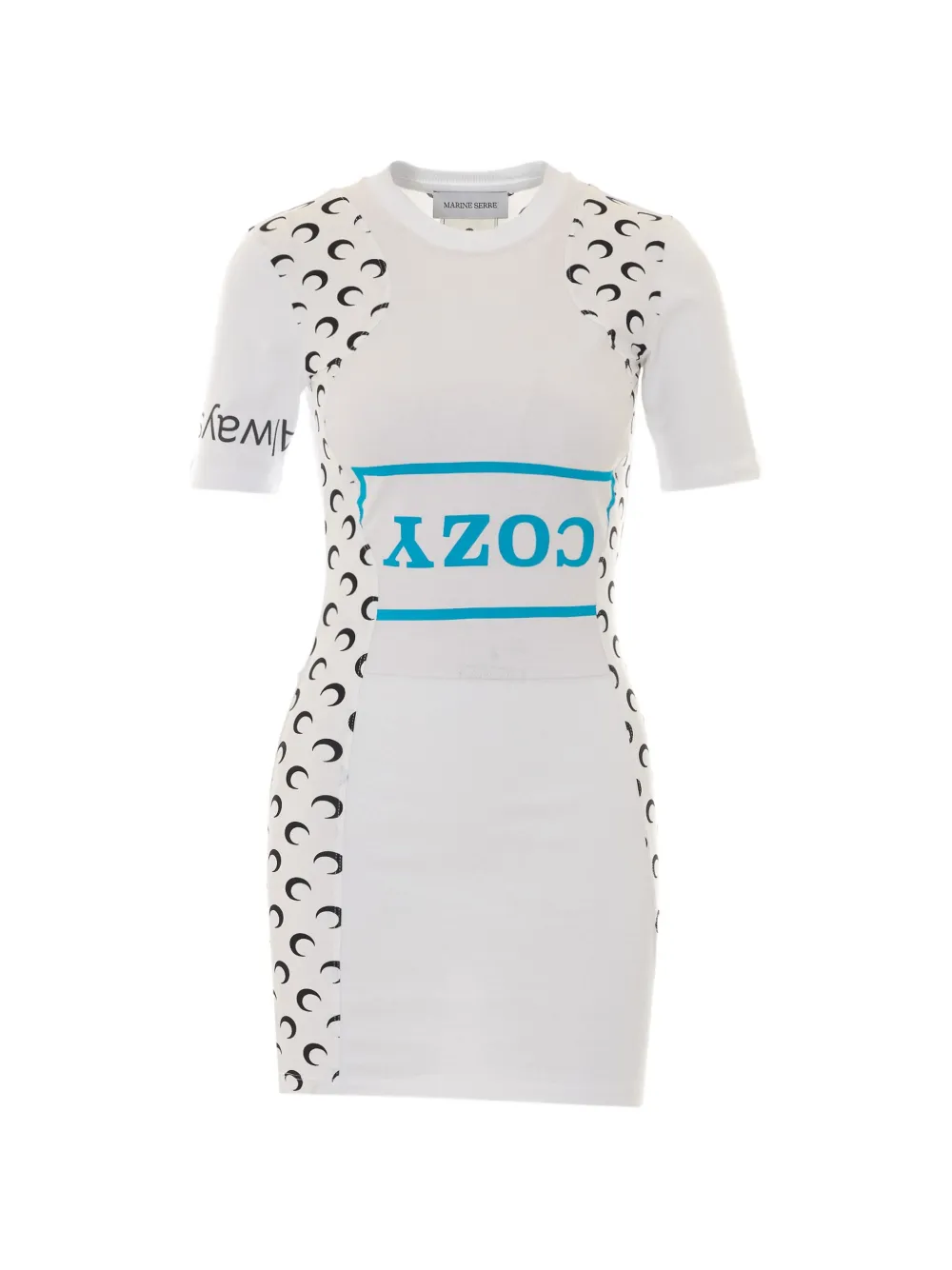 Marine Serre printed moon-patch mini dress - Bianco