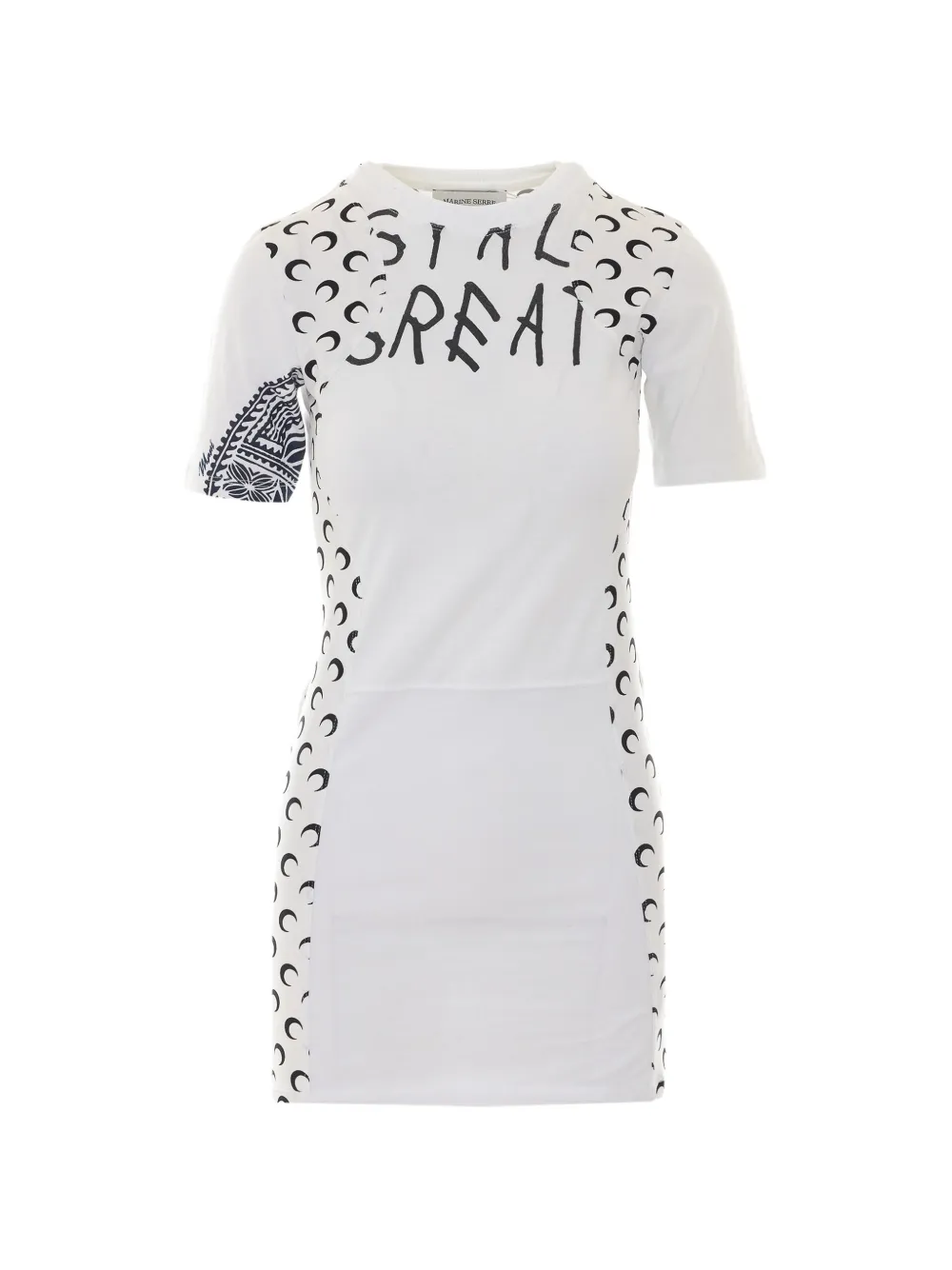 Marine Serre Crescent Moon-print mini dress - Bianco