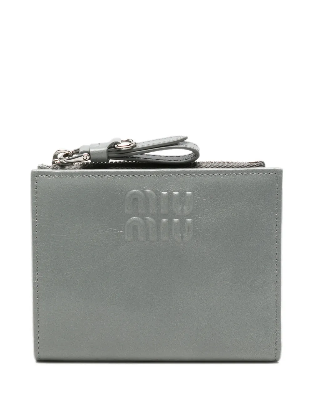 Miu Miu embossed-logo leather wallet - Grigio