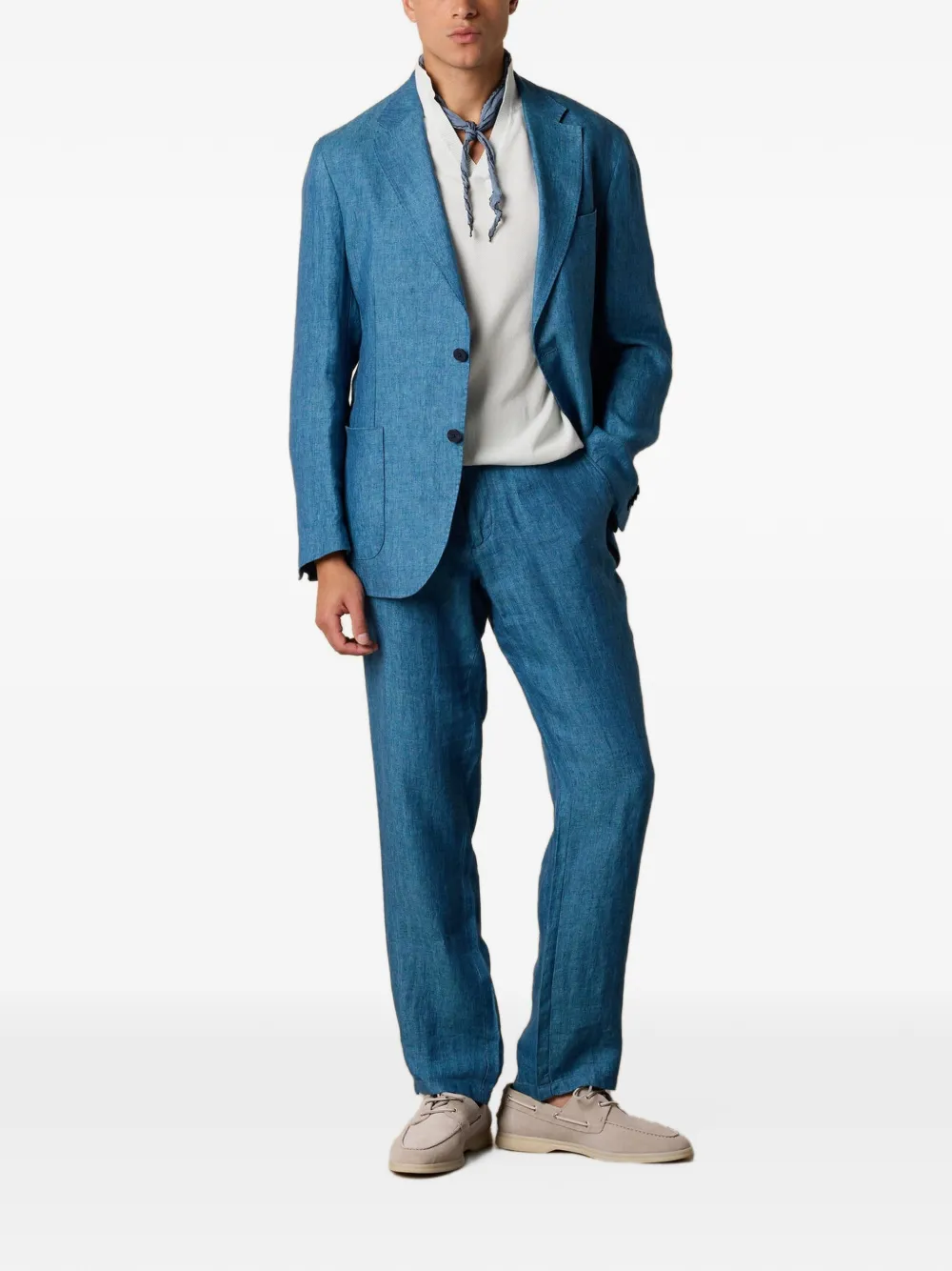 Brooks Brothers Blazer met enkele rij knopen en visgraatpatroon Blauw