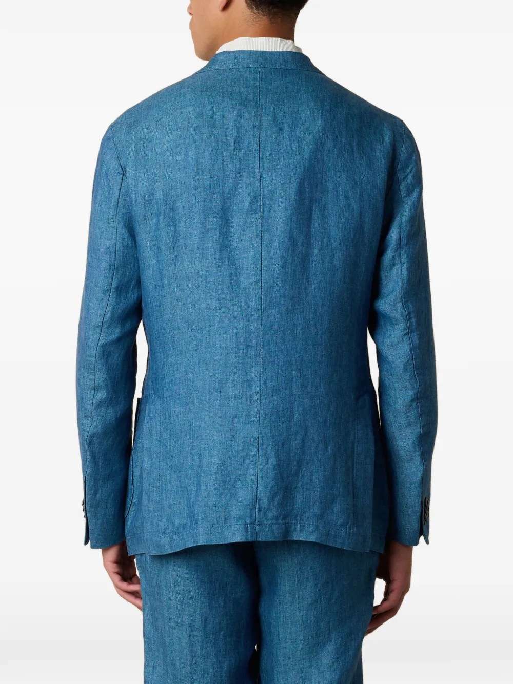 Brooks Brothers Blazer met enkele rij knopen en visgraatpatroon Blauw