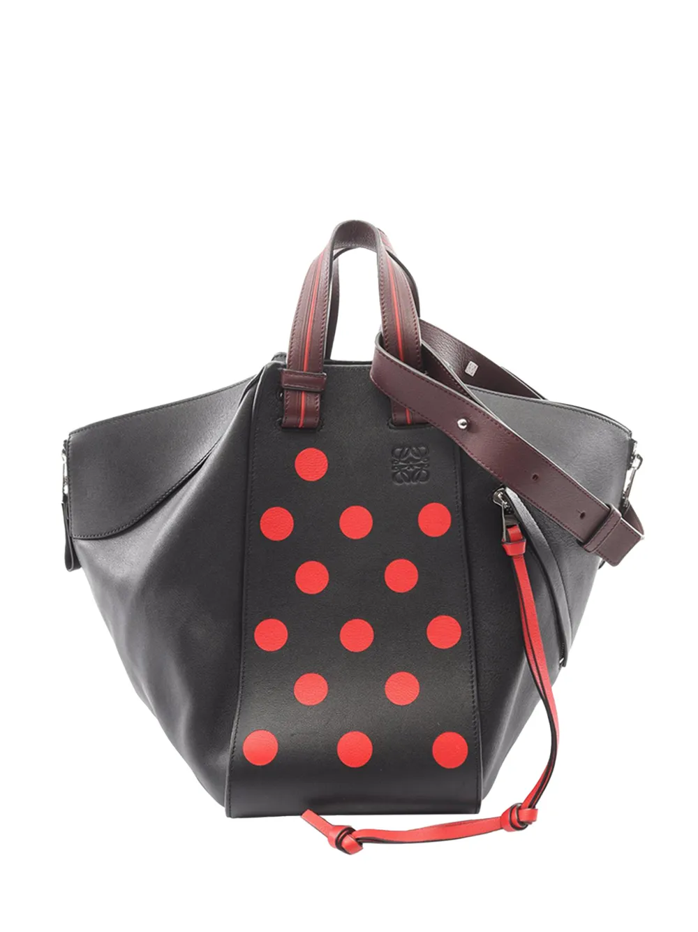 Loewe Pre-Owned 2010-2026 Medium Leather Polka Dot Hammock Bag satchel - Black