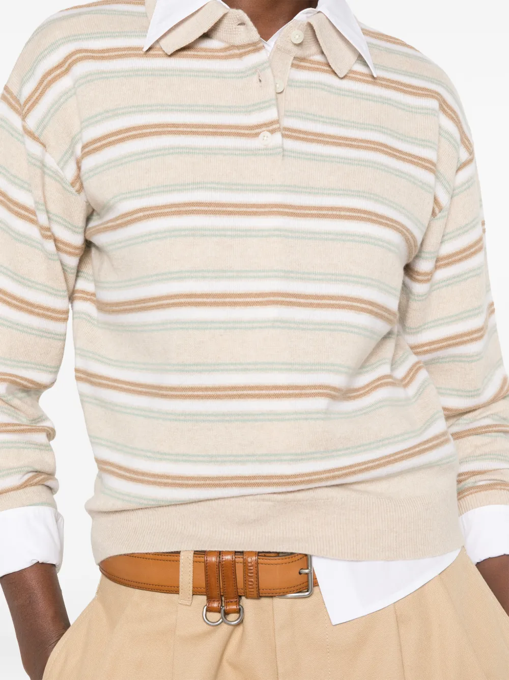 Guest In Residence Gestreepte polotop Beige