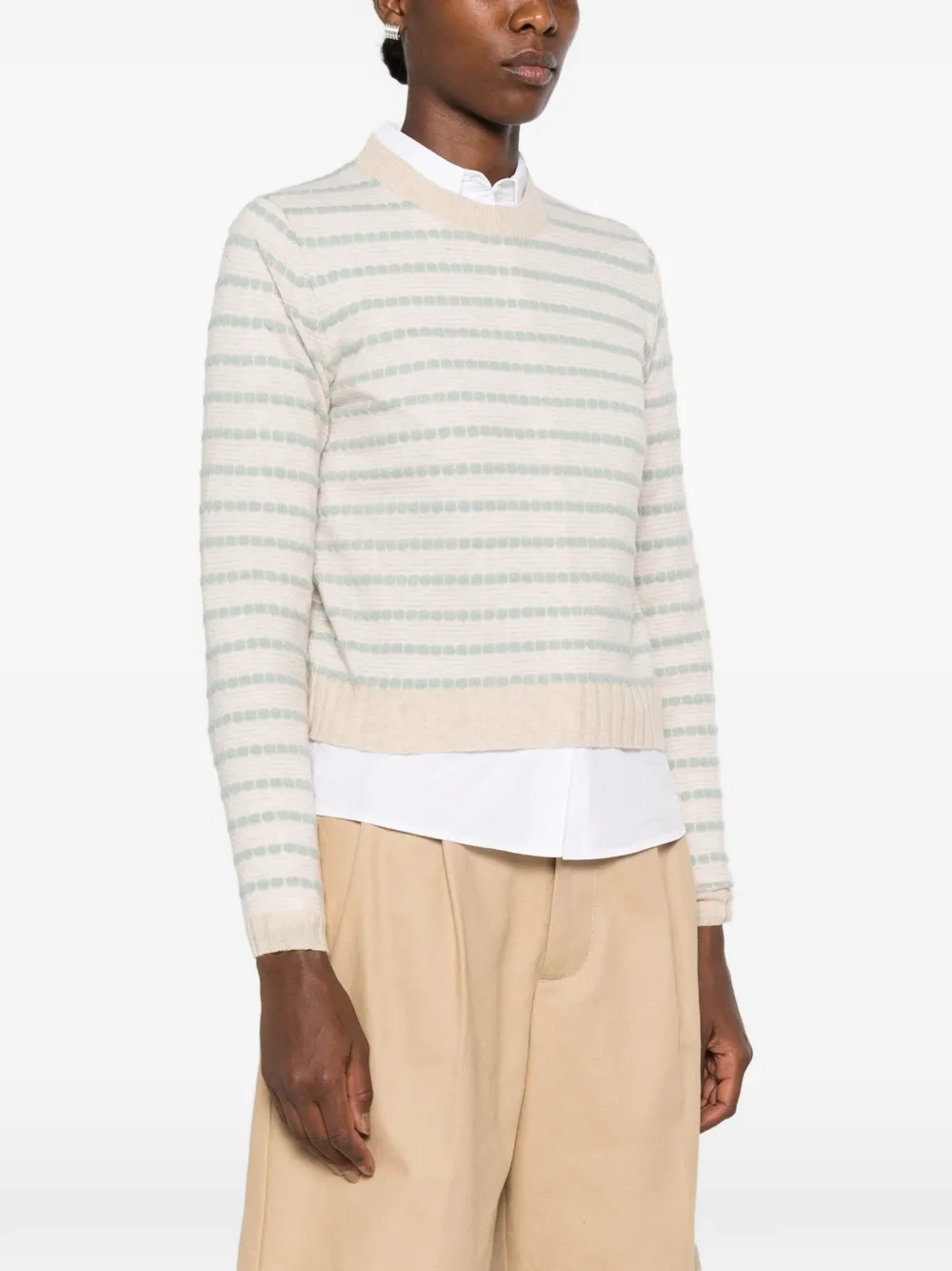 Guest In Residence Pebble Stripe Shrunken Crew trui Beige