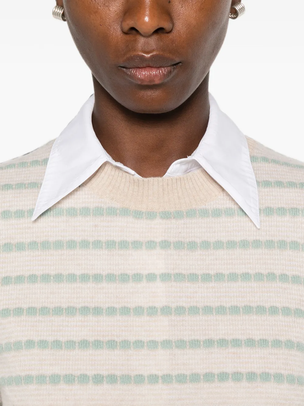 Guest In Residence Pebble Stripe Shrunken Crew trui Beige