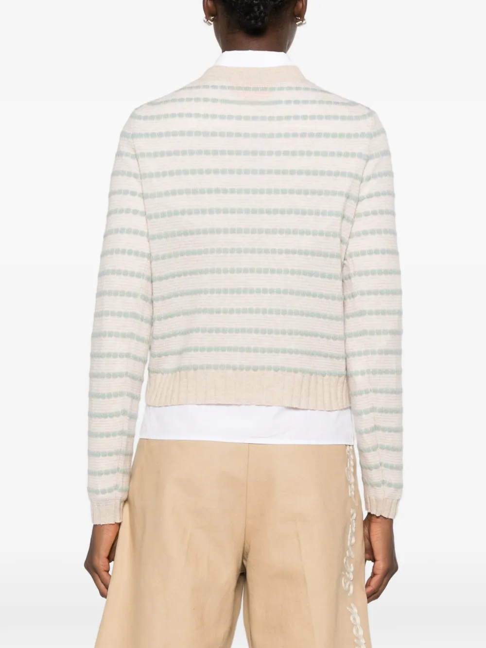 Guest In Residence Pebble Stripe Shrunken Crew trui Beige
