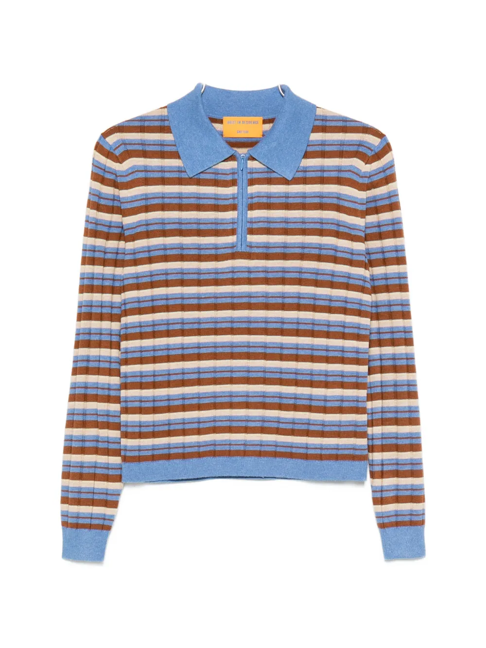 Guest In Residence striped zip-up polo sweater - Blau