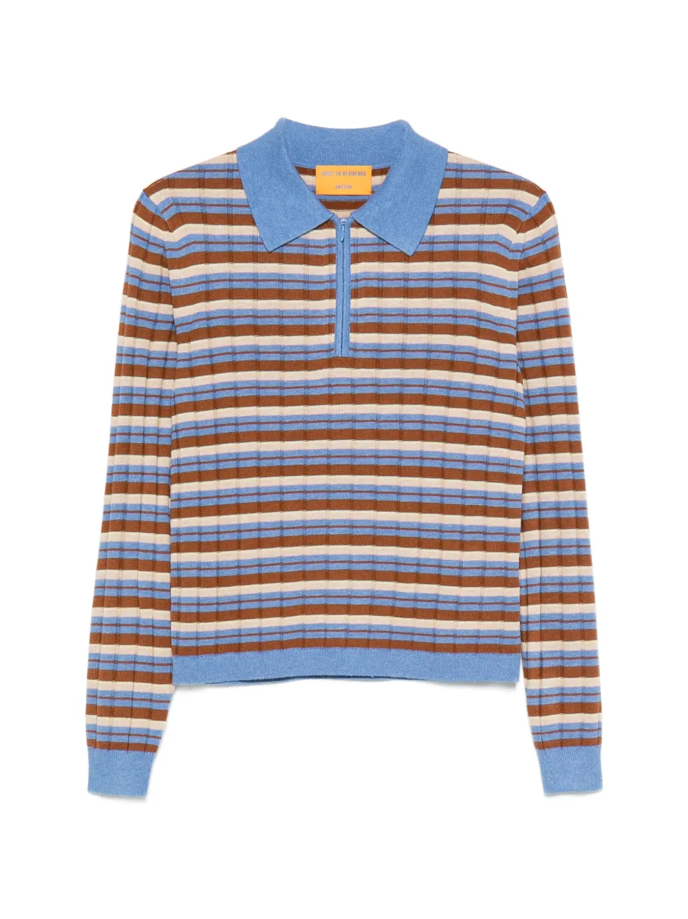 Guest In Residence striped zip-up polo sweater - Blau