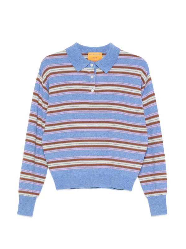 Guest In Residence Collegiate Stripe-pattern Polo Sweater in Blue