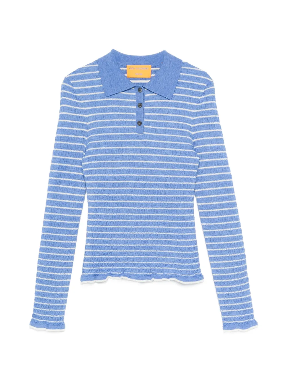 Guest In Residence smocked striped polo sweater - Blau