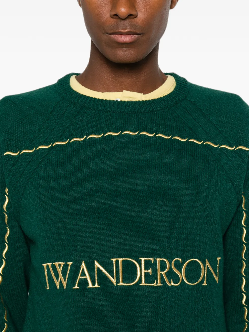 JW Anderson Trui met geborduurd logo en golvende stiksels Groen