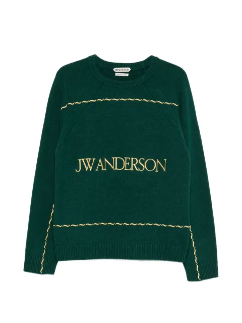 JW Anderson logo-embroidered wavy-stitch sweater