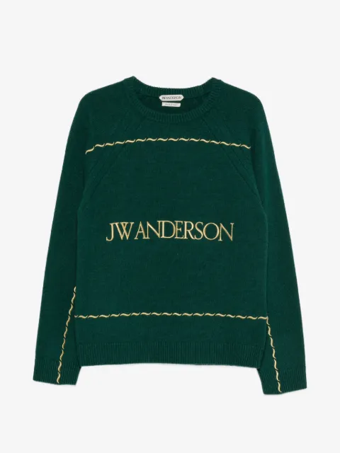 JW Anderson logo-embroidered wavy-stitch sweater