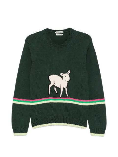 JW Anderson lamb-intarsia striped-trim sweater
