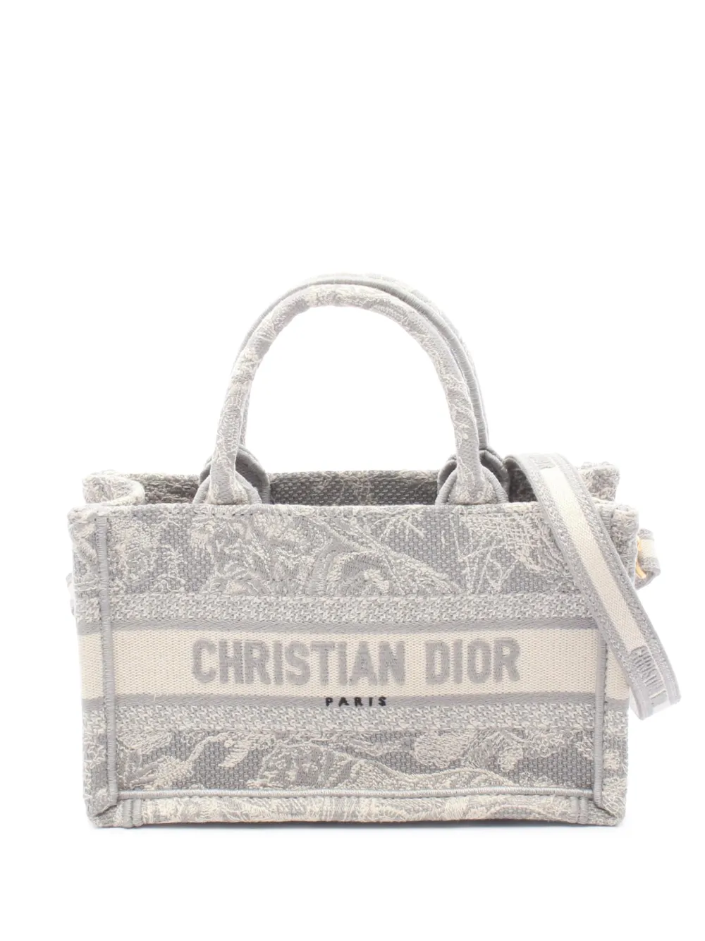 Pre-owned Dior 2010-2026 Mini Embroidered Toile De Jouy Book Tote Satchel In Gray