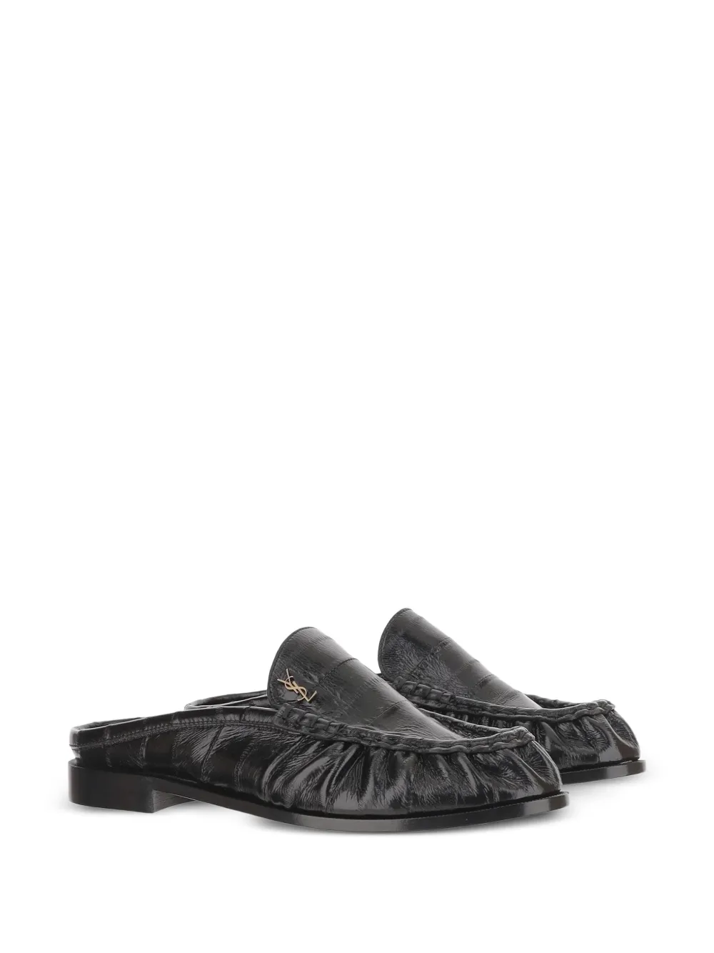 Saint Laurent Le Loafer crocodile-effect loafers Zwart