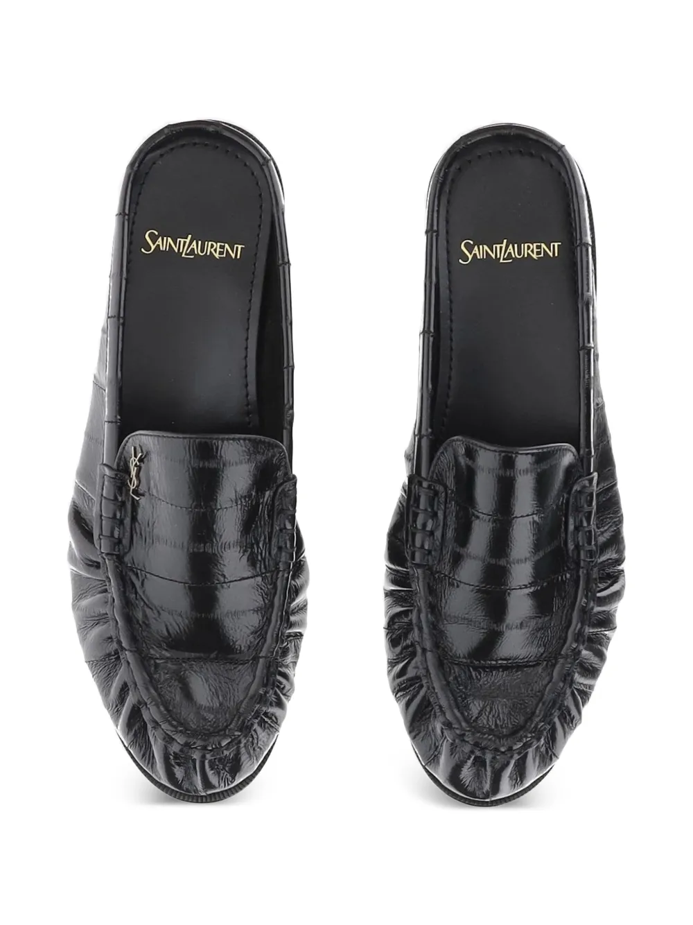 Saint Laurent Le Loafer crocodile-effect loafers Zwart