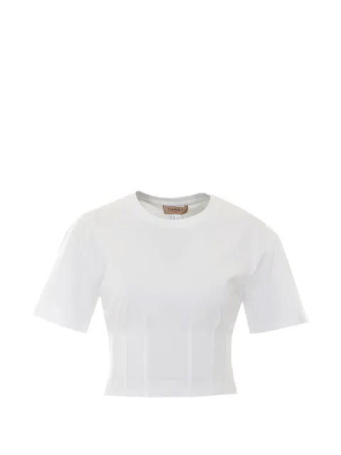 TWINSET crew neck bustier-detail T-shirt