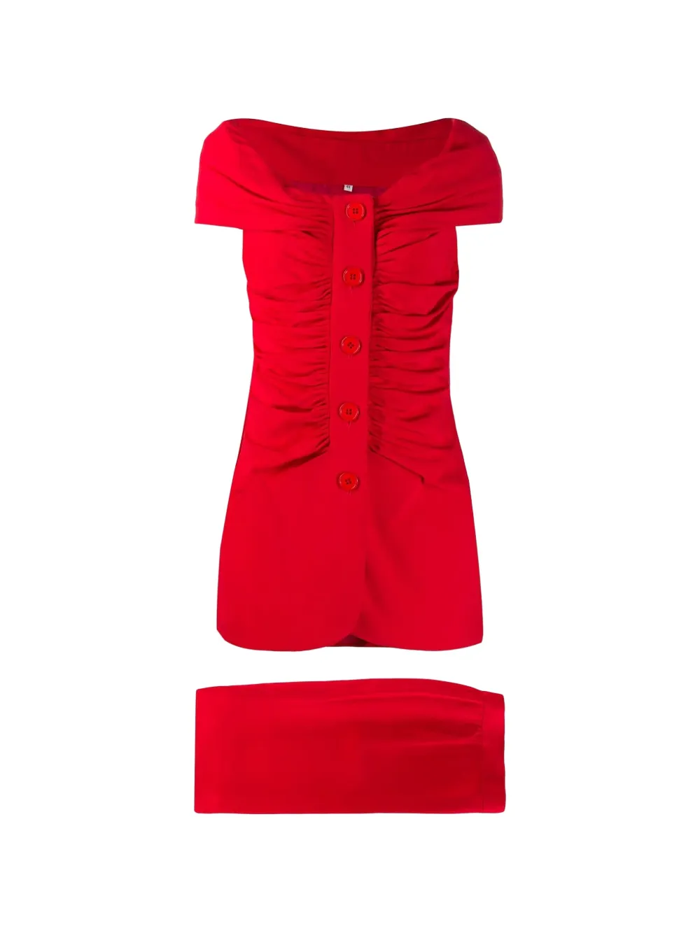 Gianfranco Ferré Pre-Owned ruched blouse and mini skirt set - Rosso
