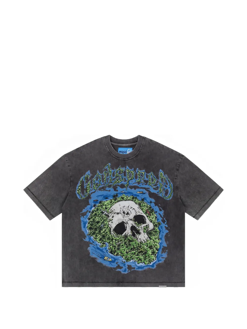 GODSPEED Skull Island 2 graphic-print washed T-shirt - Grigio