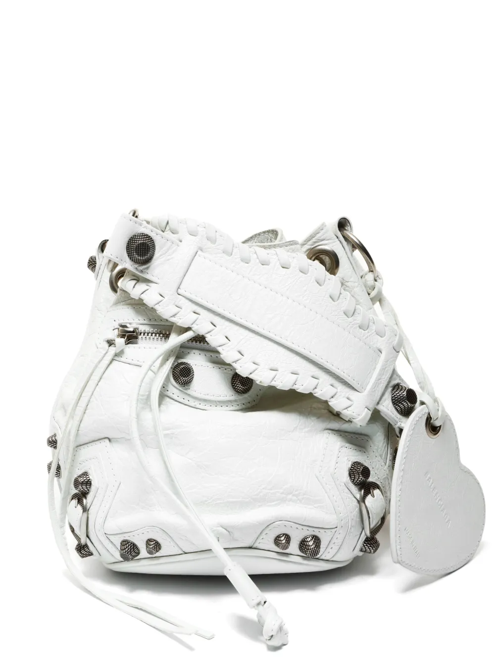 Pre-owned Balenciaga 2010s Le Cagole Xs Bucket Bag In White