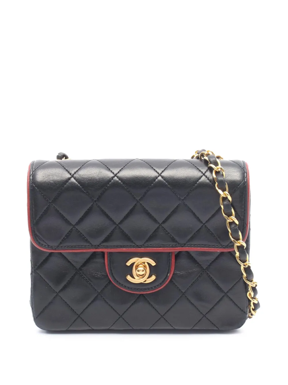 CHANEL Pre-Owned 1989-1991 Mini Square Classic Lambskin Single Flap handbag - Schwarz