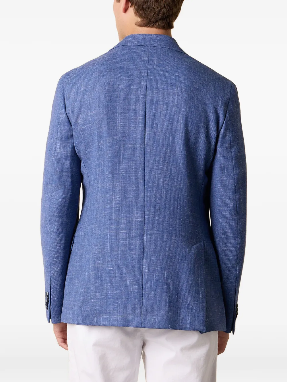 Brooks Brothers Geweven blazer met enkele rij knopen Blauw
