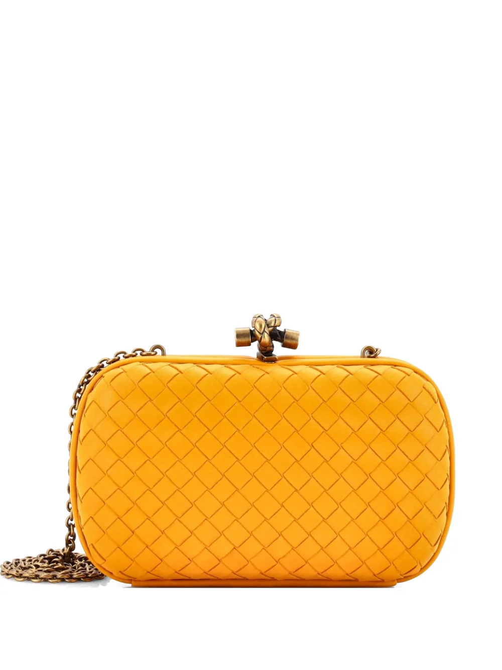 Bottega Veneta Pre-Owned Kleine Box Knot NM Intrecciato Clutch aus Nappaleder - Gelb